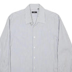 BOSS HUGO BOSS Mens White & Grey Stripe Cotton Shirt XL Classic Formal Button