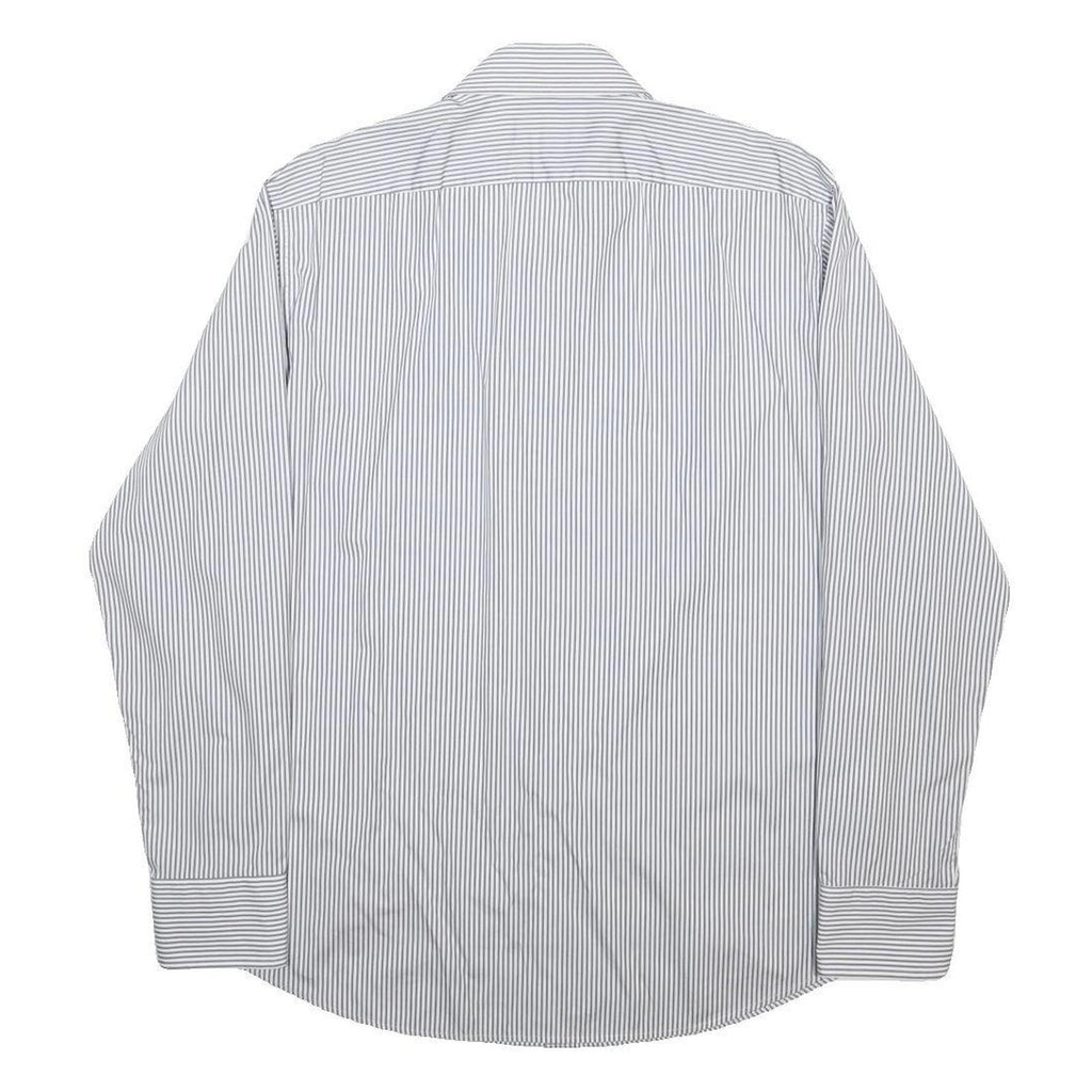 BOSS HUGO BOSS Mens White & Grey Stripe Cotton Shirt XL Classic Formal Button