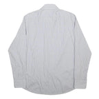 BOSS HUGO BOSS Mens White & Grey Stripe Cotton Shirt XL Classic Formal Button