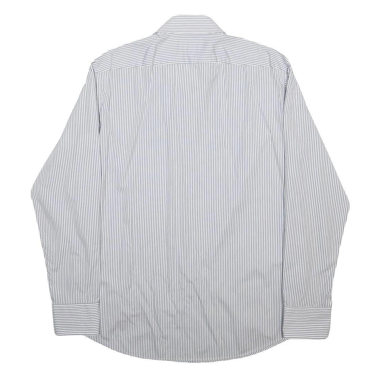 BOSS HUGO BOSS Mens White & Grey Stripe Cotton Shirt XL Classic Formal Button