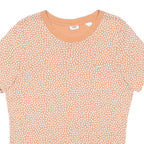 LEVI'S Womens Peach & White Printed T-Shirt L Short Sleeve Crew Neck Cotton