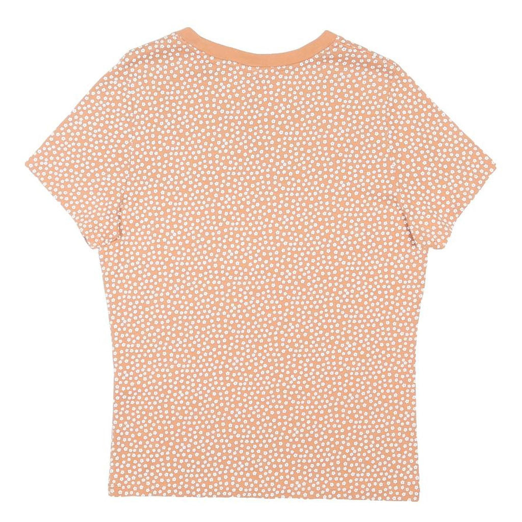 LEVI'S Womens Peach & White Printed T-Shirt L Short Sleeve Crew Neck Cotton