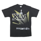 NFL Mens Black Super Bowl XLV Graphic T-Shirt M Short Sleeve Crew Neck Retro