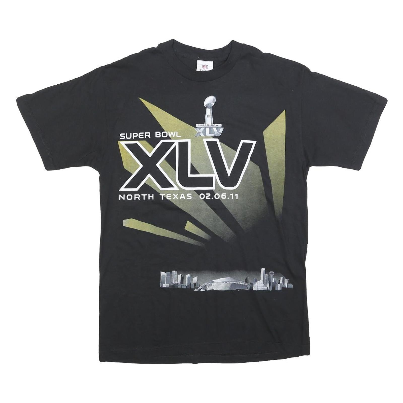 NFL Mens Black Super Bowl XLV Graphic T-Shirt M Short Sleeve Crew Neck Retro