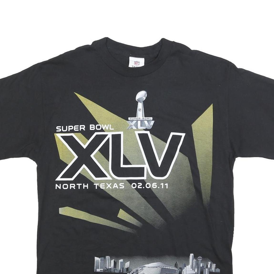NFL Mens Black Super Bowl XLV Graphic T-Shirt M Short Sleeve Crew Neck Retro