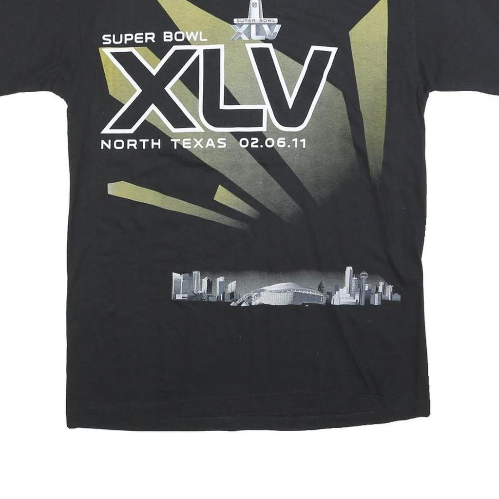 NFL Mens Black Super Bowl XLV Graphic T-Shirt M Short Sleeve Crew Neck Retro