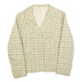 Womens Beige & Green Check Button Jacket S Woven Classic Fit Long Sleeve