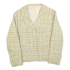 Womens Beige & Green Check Button Jacket S Woven Classic Fit Long Sleeve