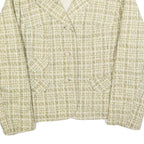 Womens Beige & Green Check Button Jacket S Woven Classic Fit Long Sleeve