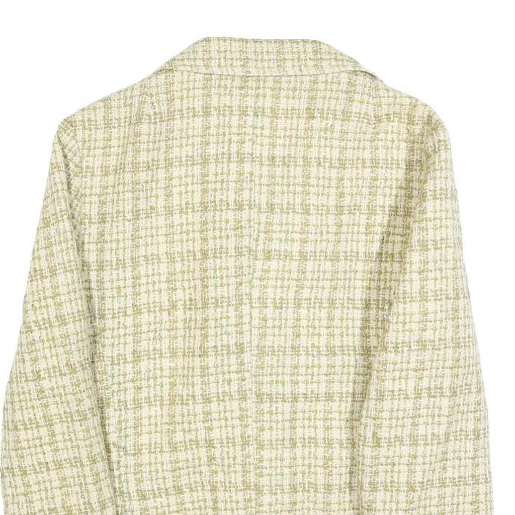 Womens Beige & Green Check Button Jacket S Woven Classic Fit Long Sleeve
