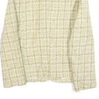 Womens Beige & Green Check Button Jacket S Woven Classic Fit Long Sleeve