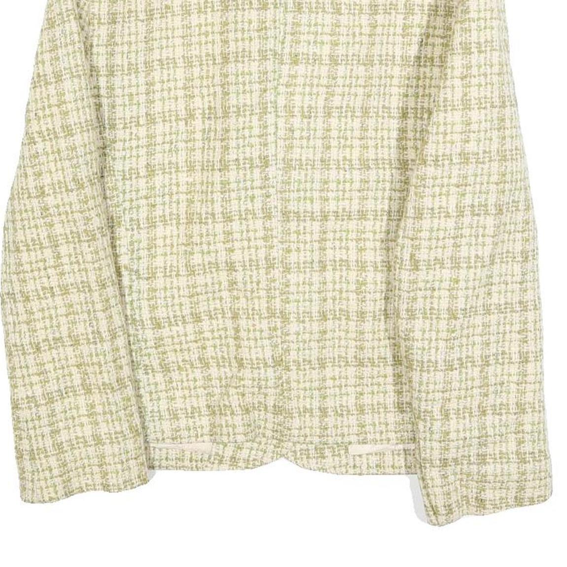 Womens Beige & Green Check Button Jacket S Woven Classic Fit Long Sleeve
