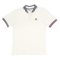 FILA Mens White & Navy Red Trim Short Sleeve Plain S Cotton Polo Shirt