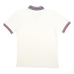 FILA Mens White & Navy Red Trim Short Sleeve Plain S Cotton Polo Shirt