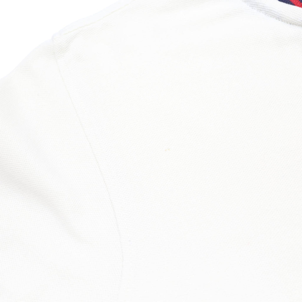 FILA Mens White & Navy Red Trim Short Sleeve Plain S Cotton Polo Shirt