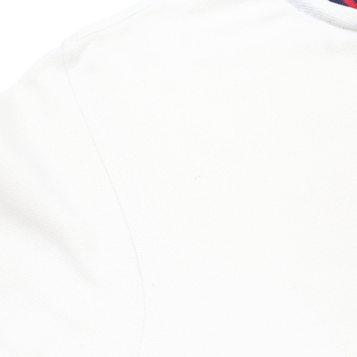 FILA Mens White & Navy Red Trim Short Sleeve Plain S Cotton Polo Shirt