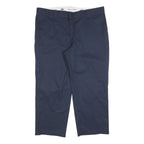 DICKIES Mens Cotton Blend Navy Relaxed Straight Trousers W42 L30 Workwear Zip