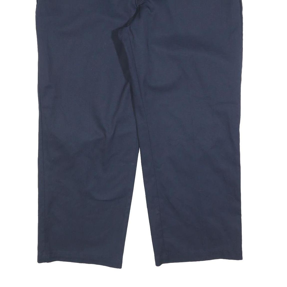DICKIES Mens Cotton Blend Navy Relaxed Straight Trousers W42 L30 Workwear Zip