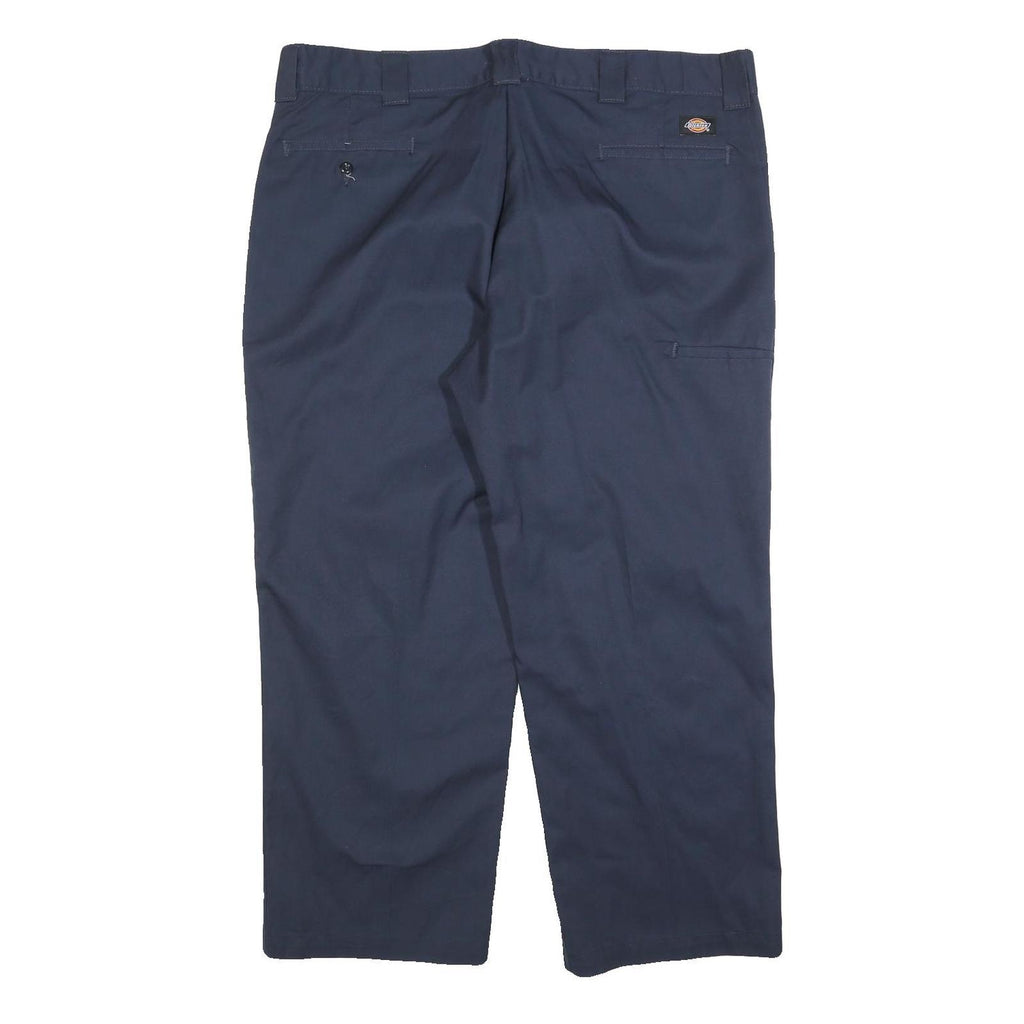 DICKIES Mens Cotton Blend Navy Relaxed Straight Trousers W42 L30 Workwear Zip
