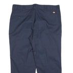 DICKIES Mens Cotton Blend Navy Relaxed Straight Trousers W42 L30 Workwear Zip