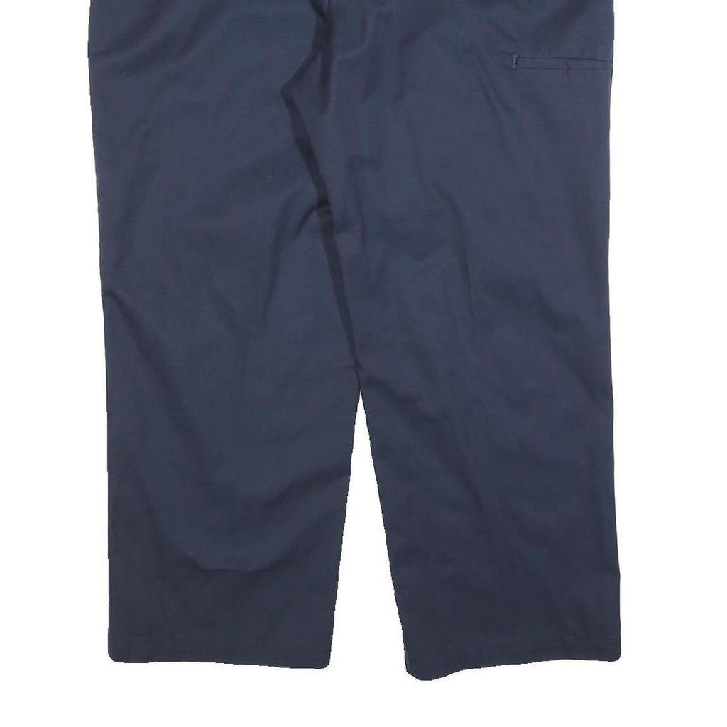 DICKIES Mens Cotton Blend Navy Relaxed Straight Trousers W42 L30 Workwear Zip