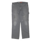 DICKIES Mens Regular Grey Cotton Blend Denim Jeans W38 L32 Workwear Utility Zip