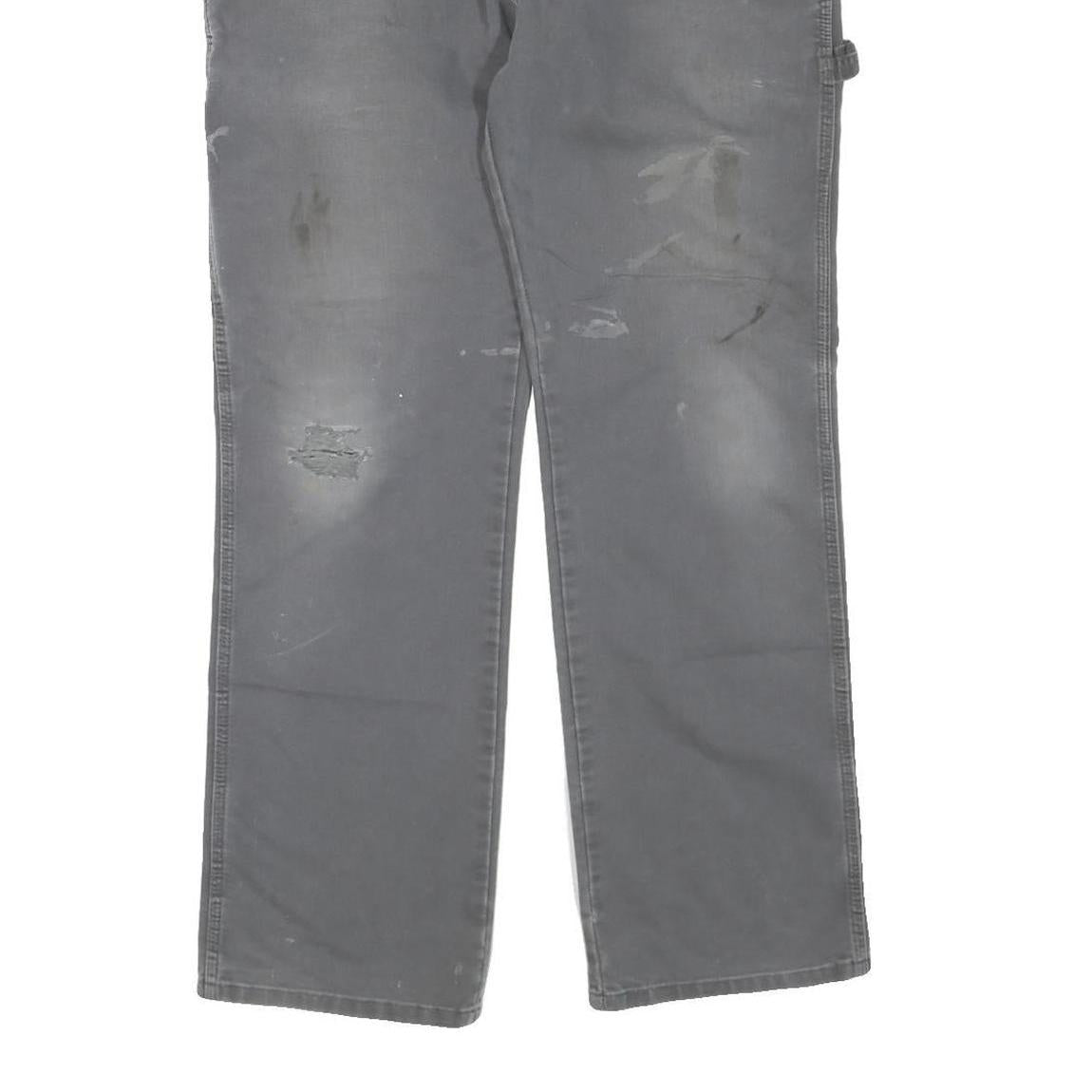 DICKIES Mens Regular Grey Cotton Blend Denim Jeans W38 L32 Workwear Utility Zip