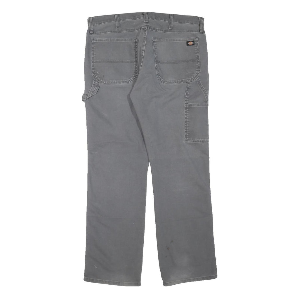 DICKIES Mens Regular Grey Cotton Blend Denim Jeans W38 L32 Workwear Utility Zip