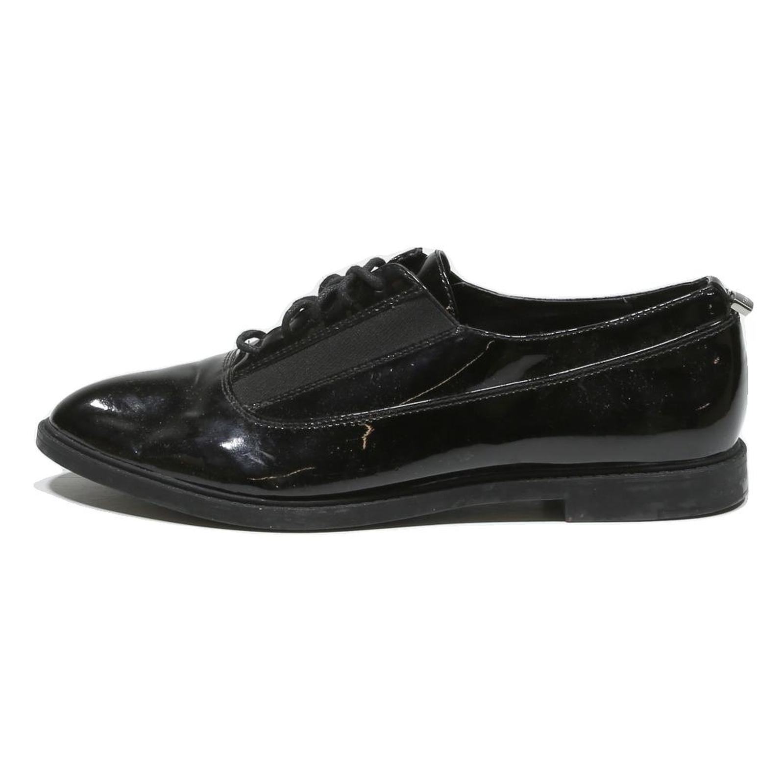 CALVIN KLEIN Womens Black Leather Lace-Up Shoes UK 8 Smart Classic