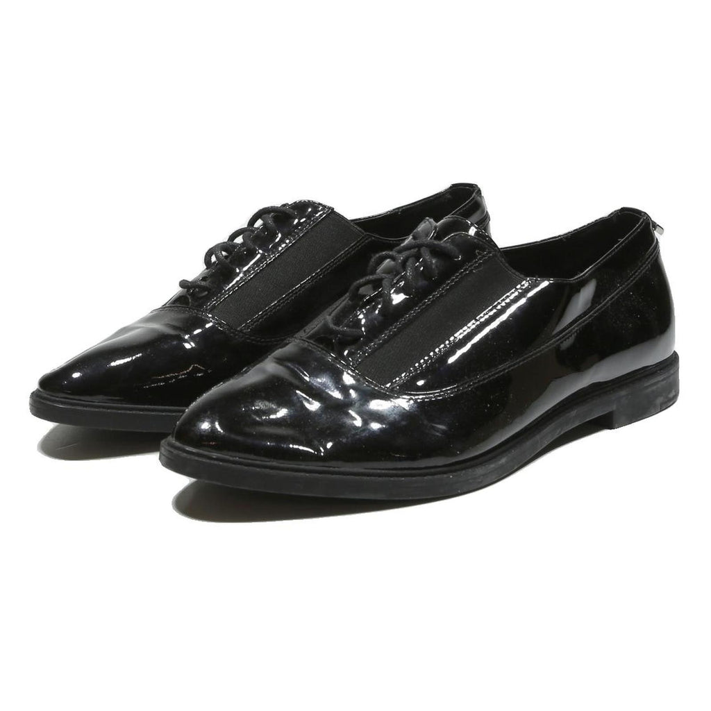 CALVIN KLEIN Womens Black Leather Lace-Up Shoes UK 8 Smart Classic