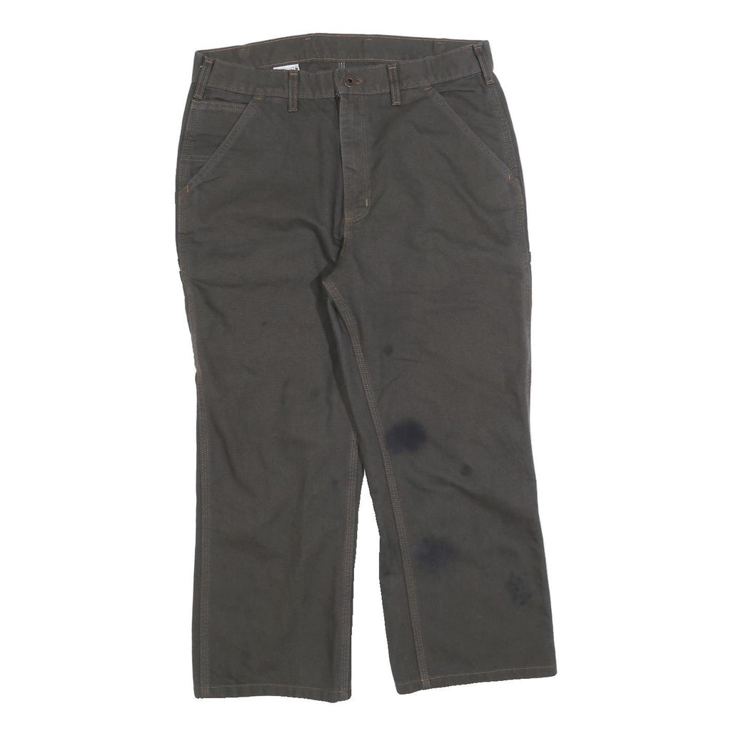 CARHARTT Mens Canvas Cotton Blend Grey Workwear Regular Fit Straight Trousers