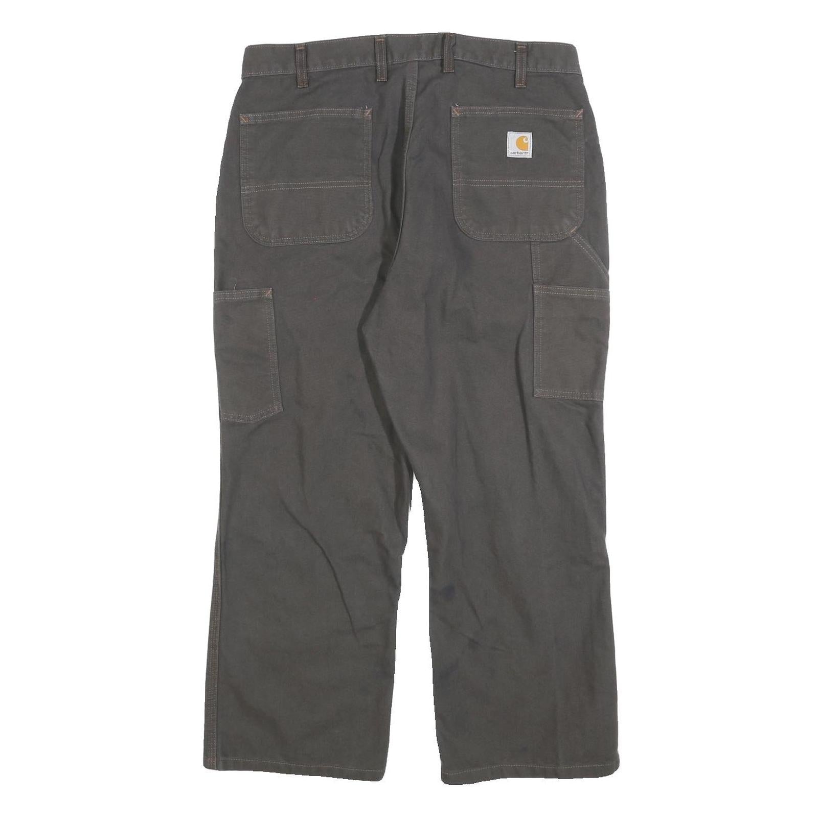 CARHARTT Mens Canvas Cotton Blend Grey Workwear Regular Fit Straight Trousers