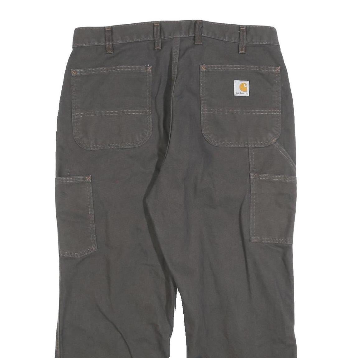 CARHARTT Mens Canvas Cotton Blend Grey Workwear Regular Fit Straight Trousers