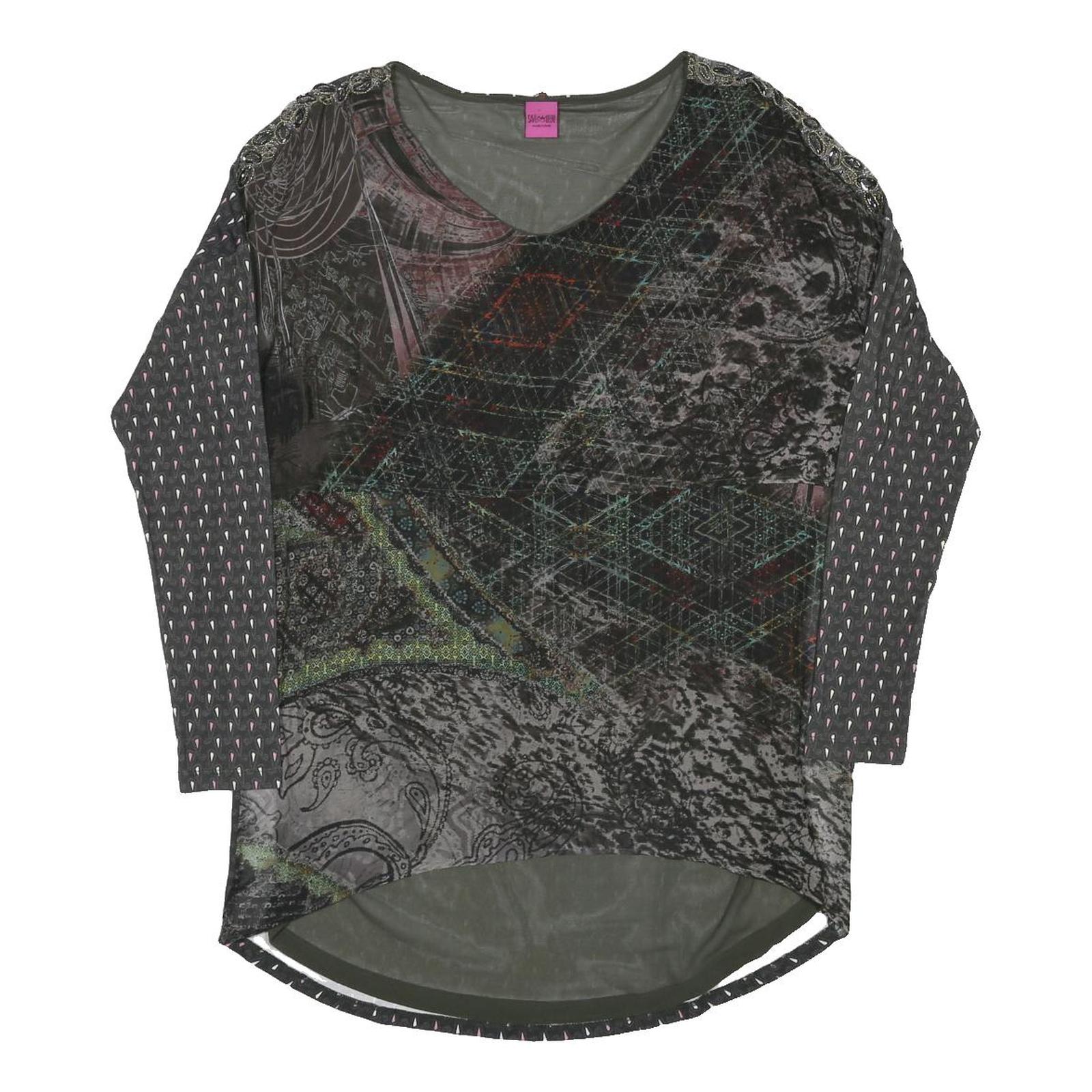 SAVE THE QUEEN Y2K Womens Black Printed Day Dress Polyester Blend M Long Sleeve
