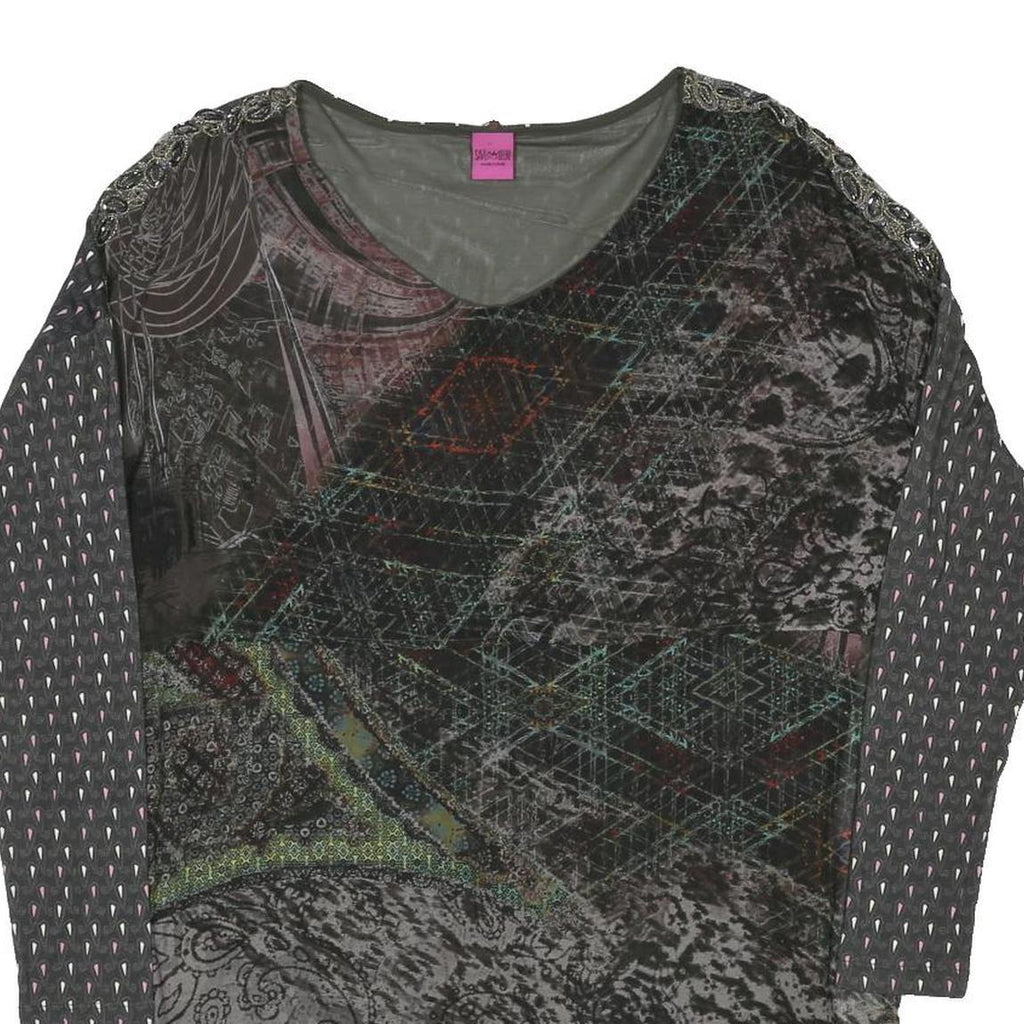 SAVE THE QUEEN Y2K Womens Black Printed Day Dress Polyester Blend M Long Sleeve