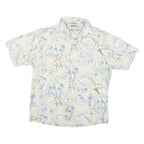 RETREAT Mens Cream & Blue Sailing Map Print Cotton Shirt L Summer Casual