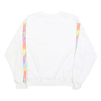 CHAMPION Womens White Sweatshirt L Crew Neck Pullover Rainbow Tape Detail