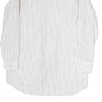 Mens White & Black Striped Cotton Blend Shirt L Classic Long Sleeve Button Shirt