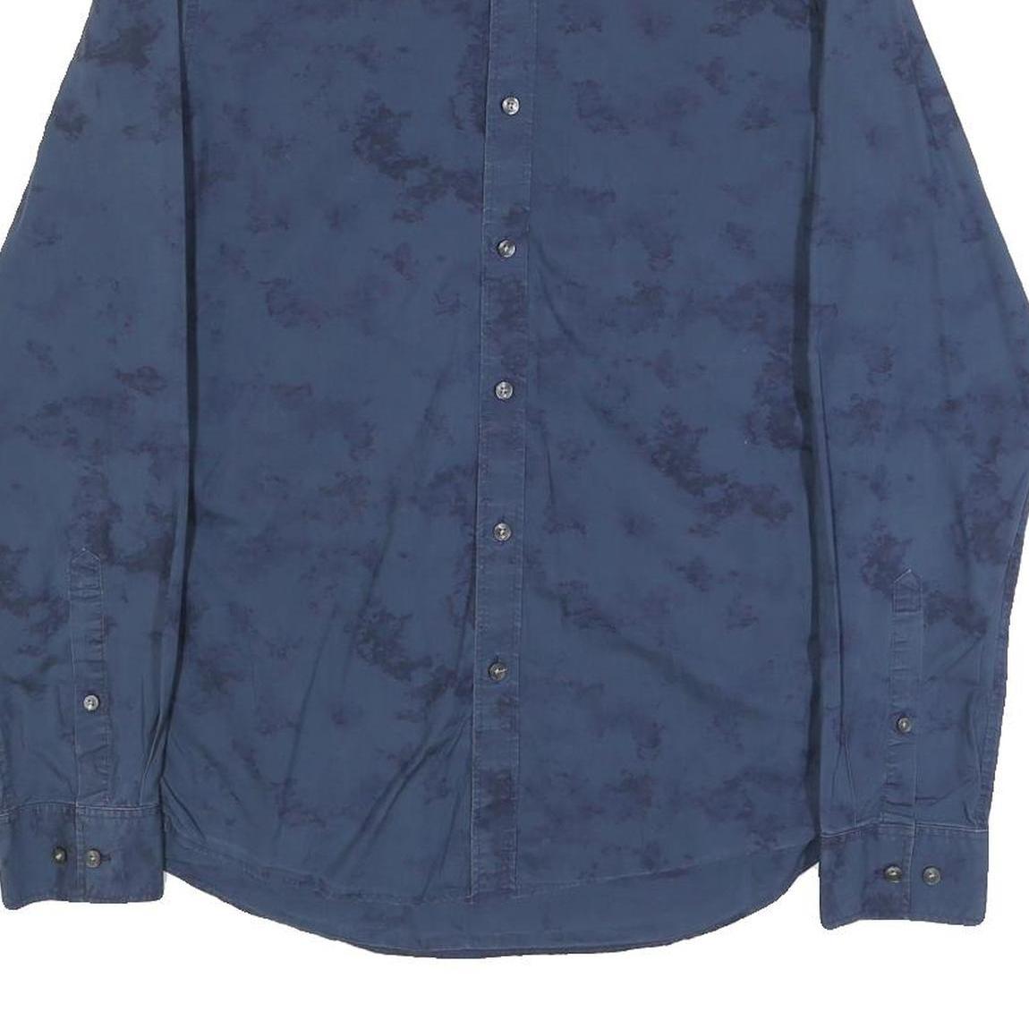 MICHAEL KORS Mens Blue Slim Fit Cotton Shirt S Stylish Button Shirt