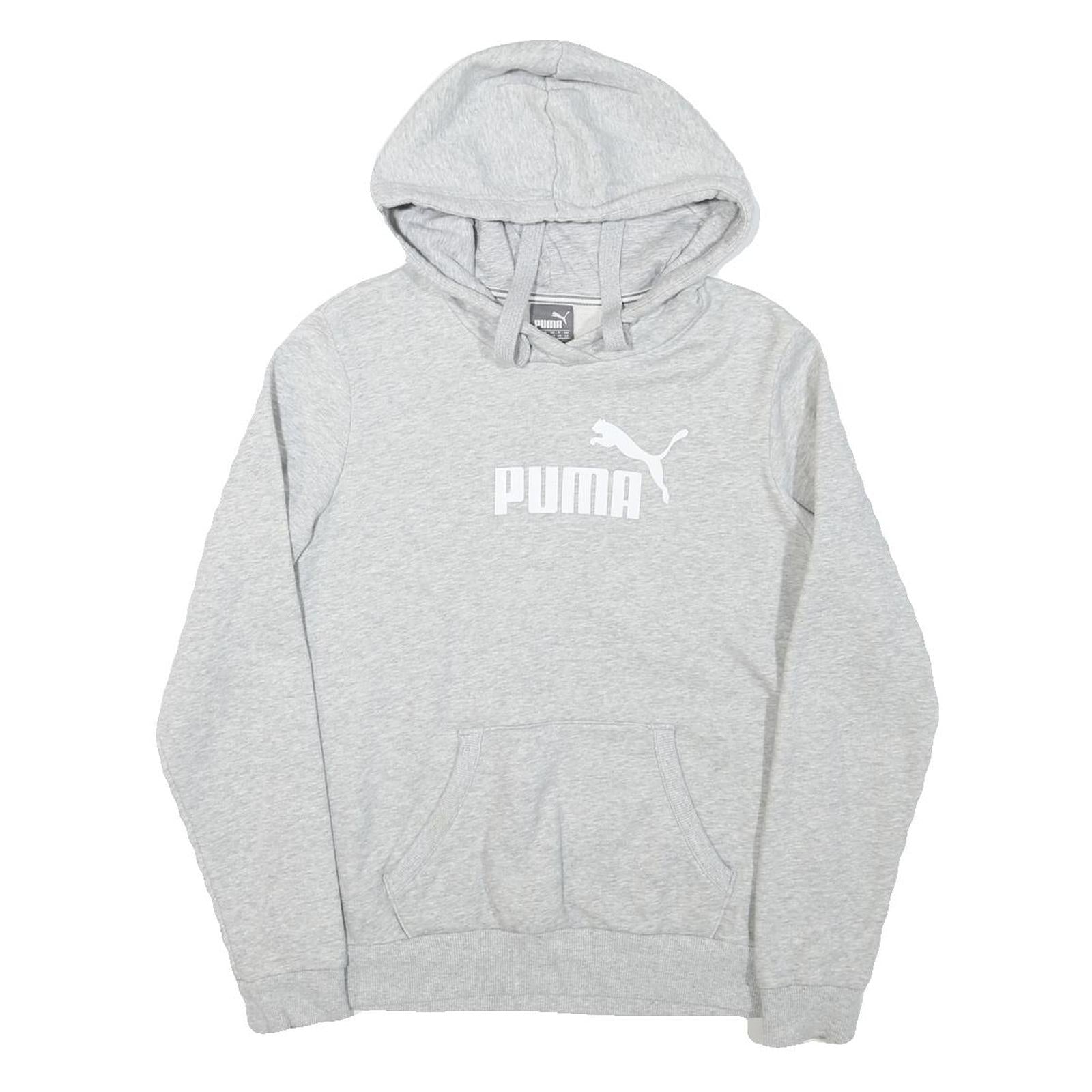 PUMA Womens Grey Hoodie M Cotton Blend Pullover Sweatshirt Casual