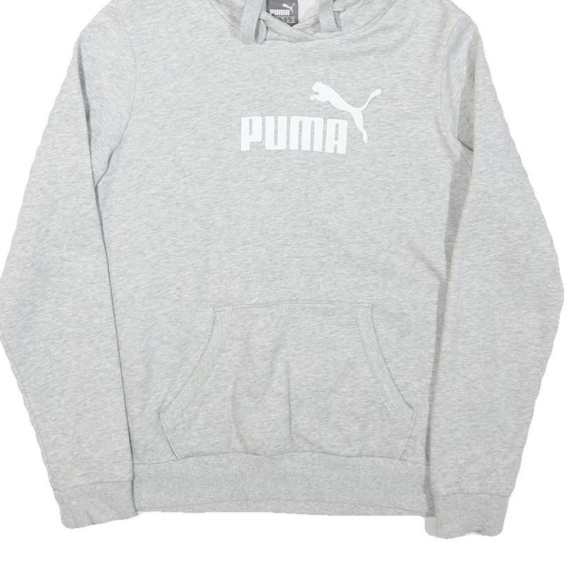 PUMA Womens Grey Hoodie M Cotton Blend Pullover Sweatshirt Casual