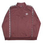UMBRO Mens Maroon 1/4 Zip Sweatshirt XL Logo Tape Stripe Sportswear