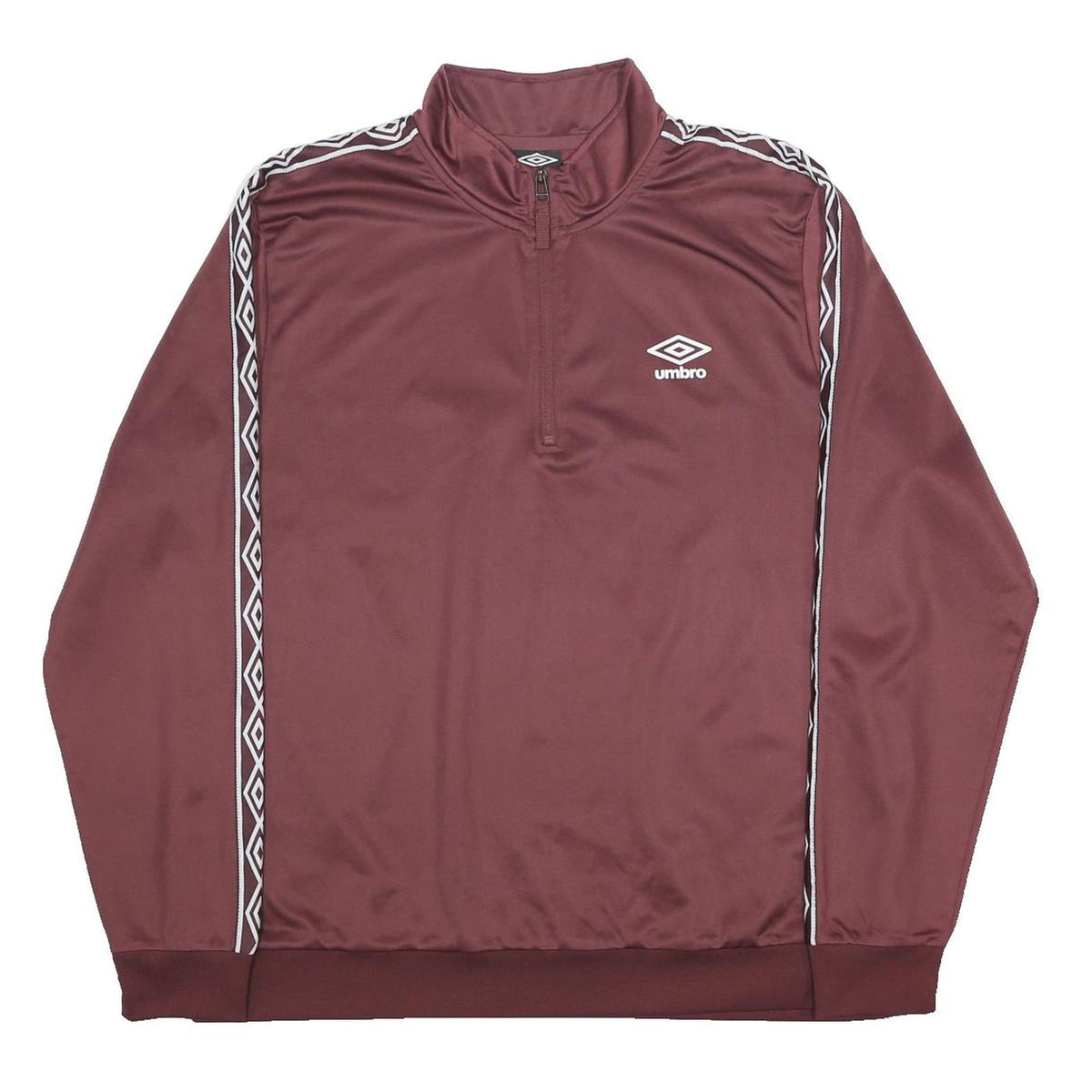 UMBRO Mens Maroon 1/4 Zip Sweatshirt XL Logo Tape Stripe Sportswear