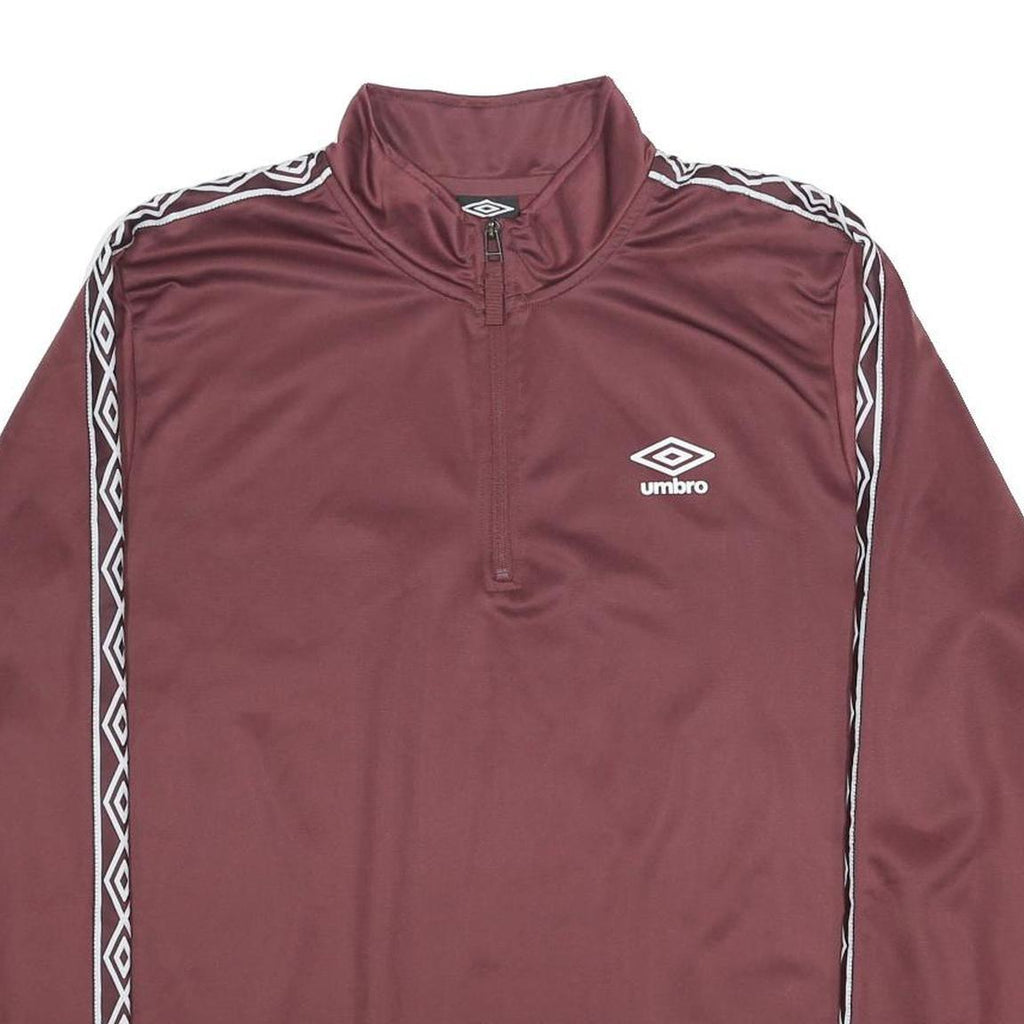 UMBRO Mens Maroon 1/4 Zip Sweatshirt XL Logo Tape Stripe Sportswear