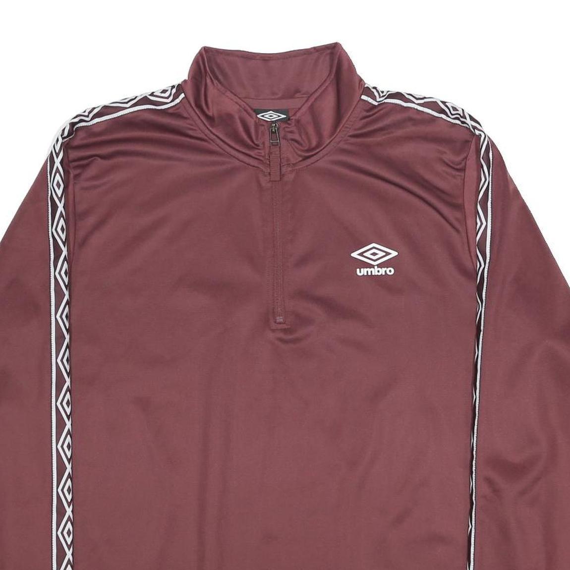 UMBRO Mens Maroon 1/4 Zip Sweatshirt XL Logo Tape Stripe Sportswear