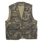 Mens Green Camouflage Cotton Zip Jacket Vest M Utility Pocket Outdoor Casual