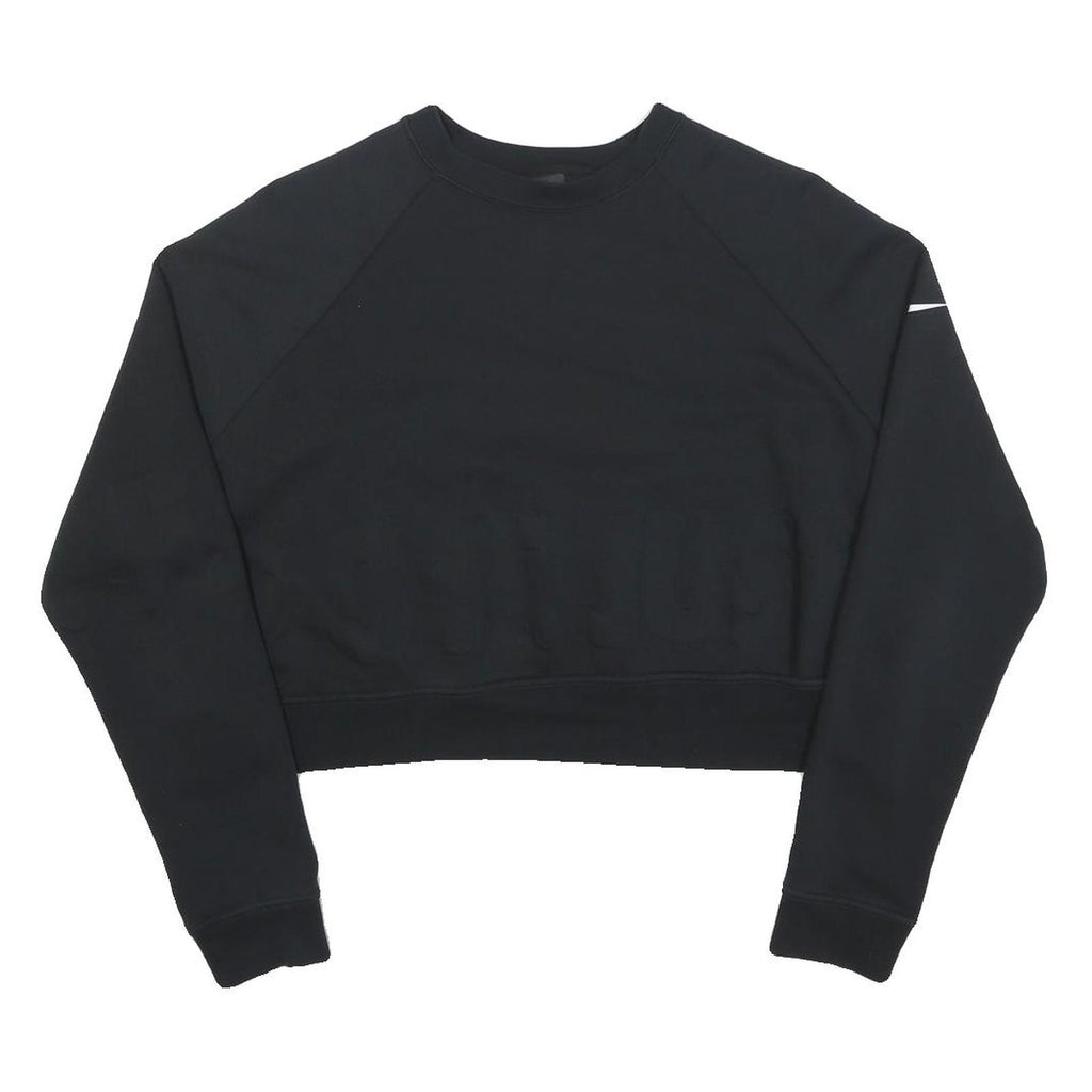 NIKE Womens Black Crew Neck M Cotton Blend Crop Sweatshirt Sportswear