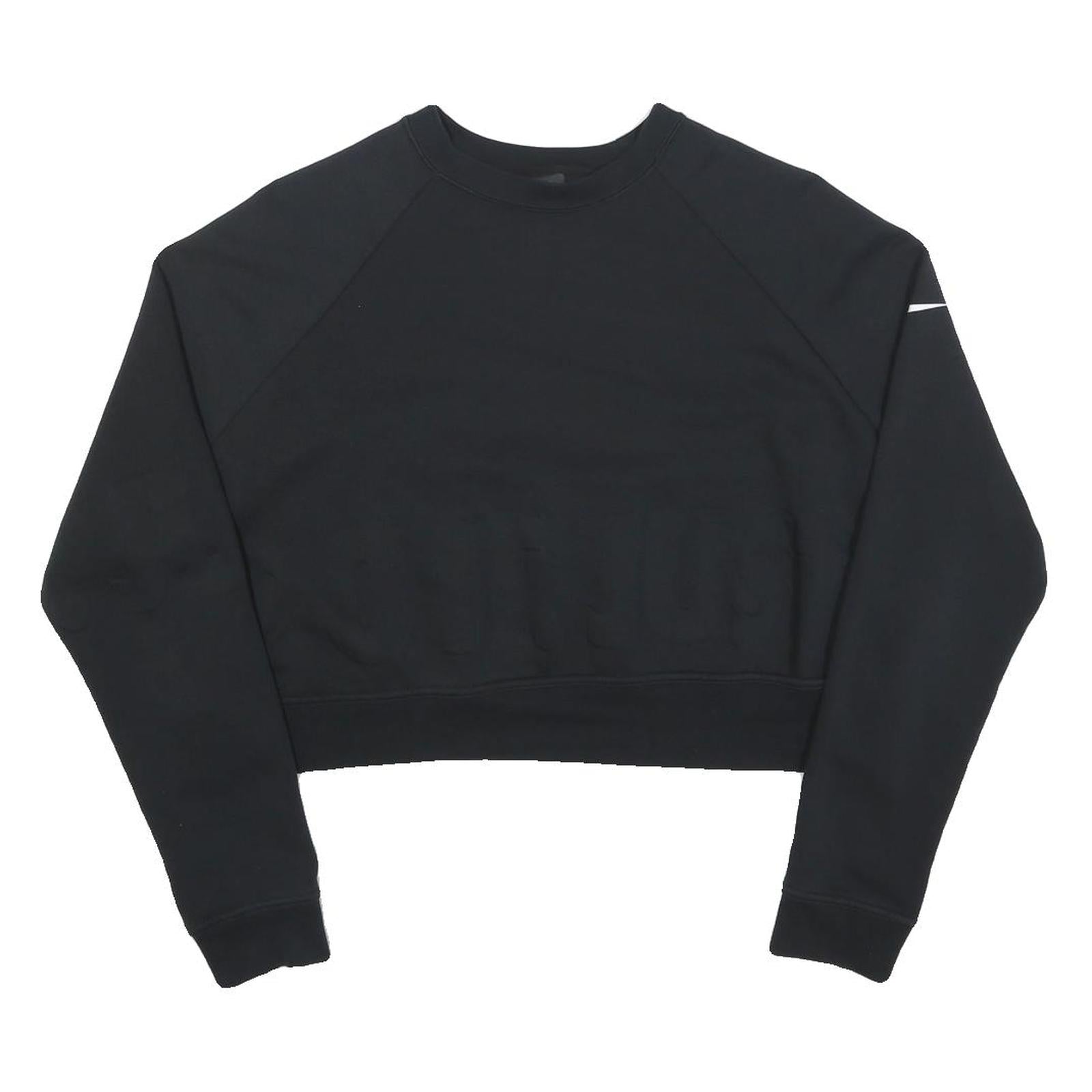 NIKE Womens Black Crew Neck M Cotton Blend Crop Sweatshirt Sportswear
