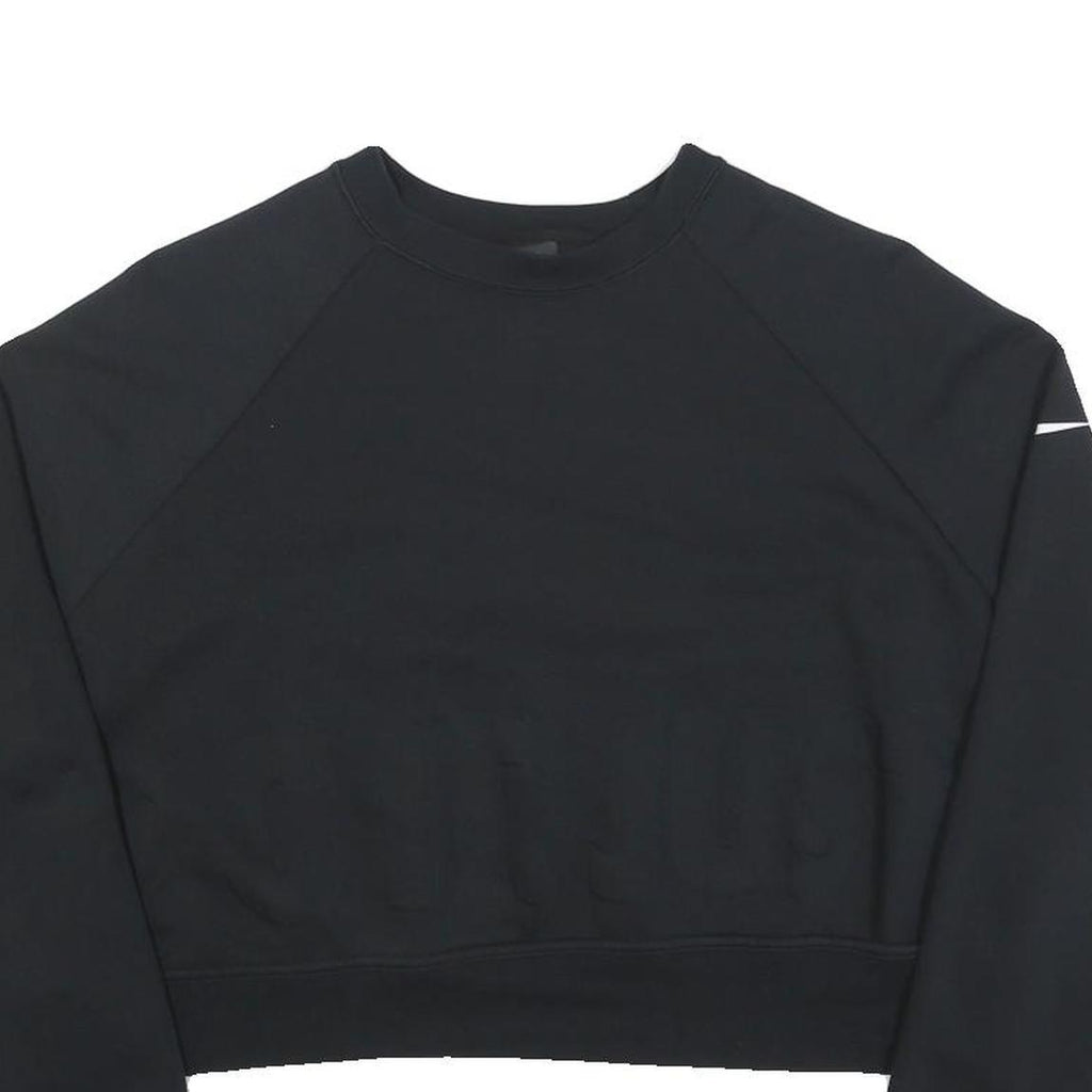 NIKE Womens Black Crew Neck M Cotton Blend Crop Sweatshirt Sportswear