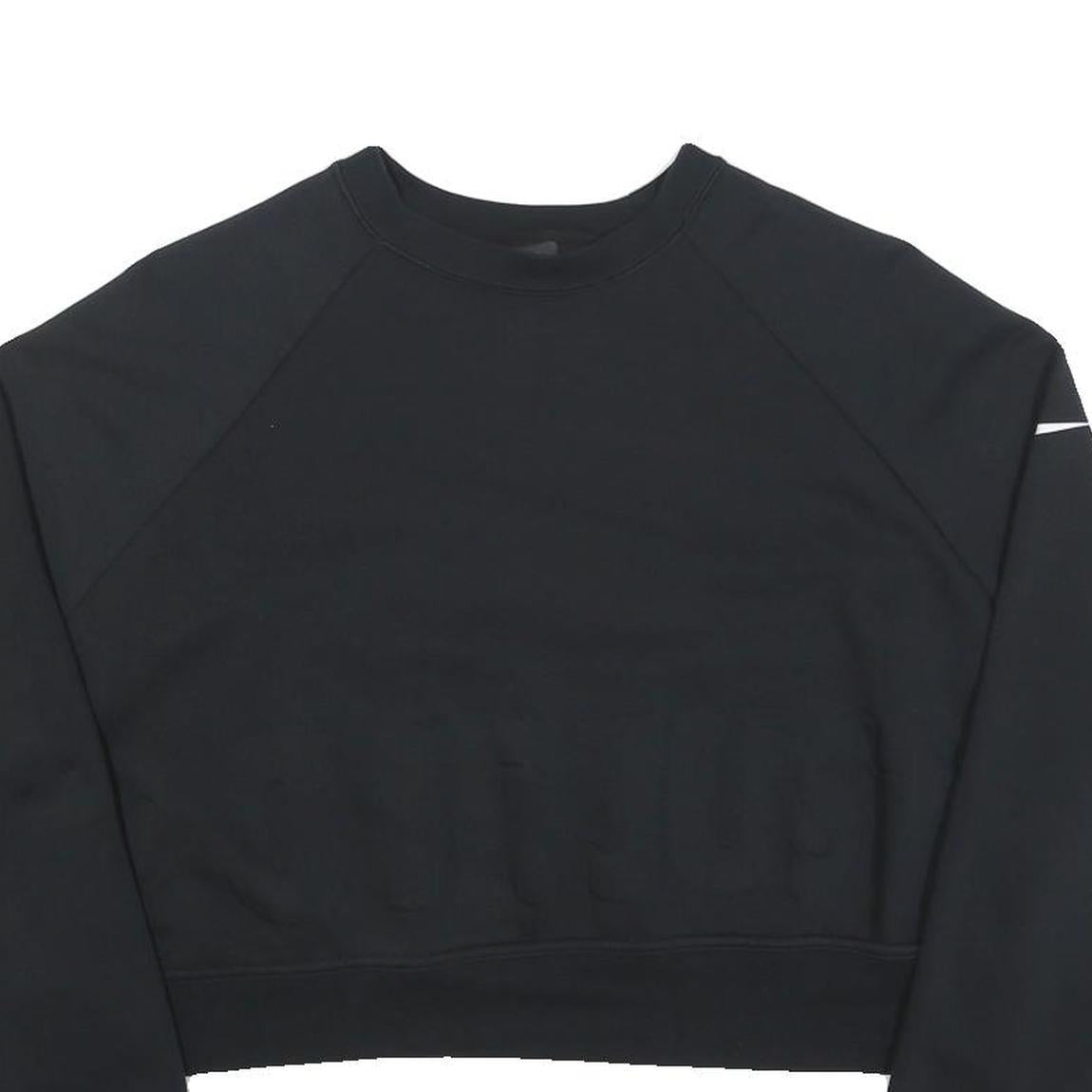 NIKE Womens Black Crew Neck M Cotton Blend Crop Sweatshirt Sportswear
